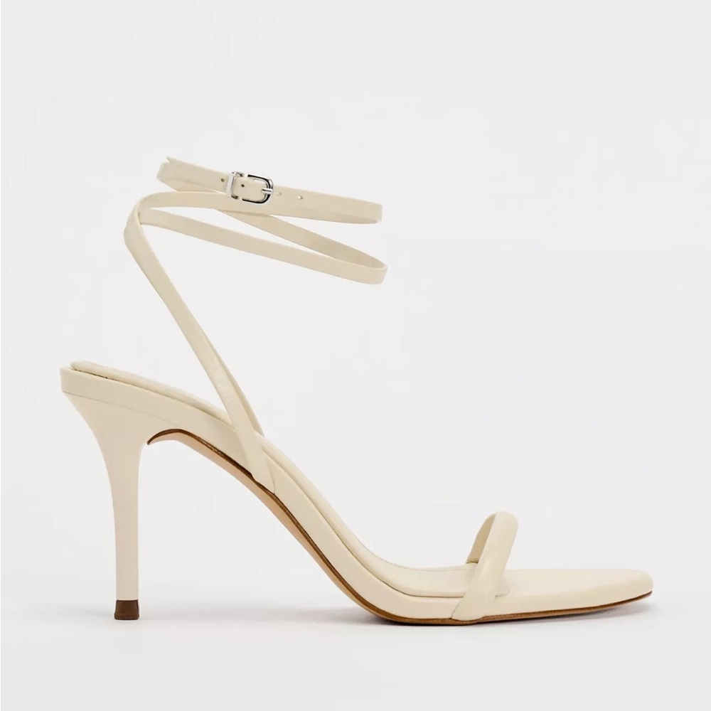 Zara 10 Women's Tubular Elegant wrap style beige Cream heeled Sandals tie up